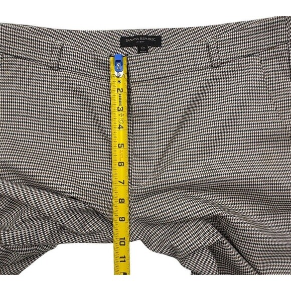 Banana Republic Avery Houndstooth Plaid Ankle Pants Preppy Chic Neutral 12 Short - Picture 11 of 15